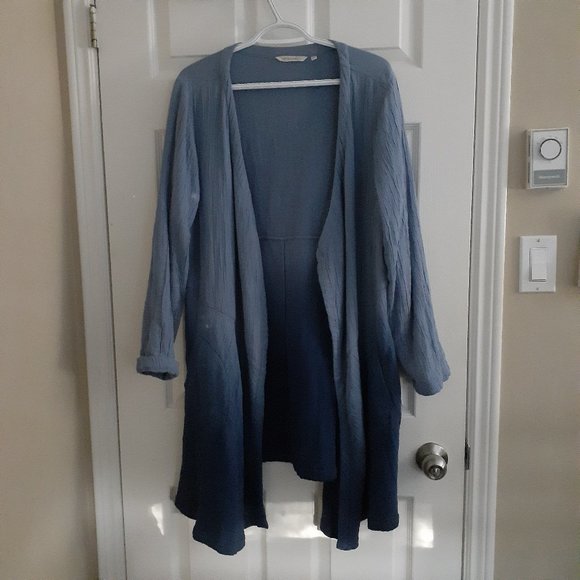 Soft Surroundings Sweaters - Soft Surroundings Women's Size Large Blue Ombre Gauze Open Long Sleeve Cardigan